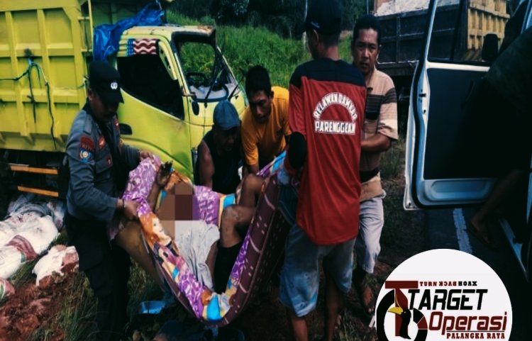 Laka Tunggal, Sopir Dump Truk Tewas dan 6 Rumah Ikut Hangus Terbakar.